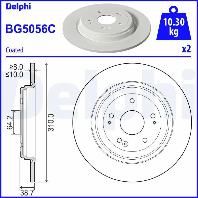 DELPHI BG5056C Тормозной диск