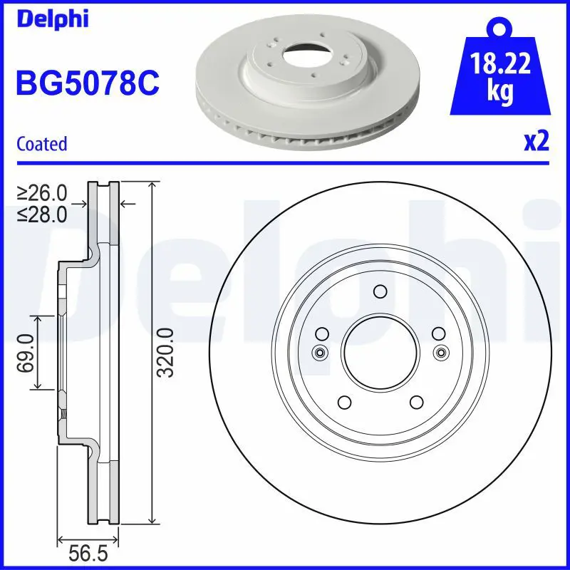 DELPHI BG5078C Тормозной диск