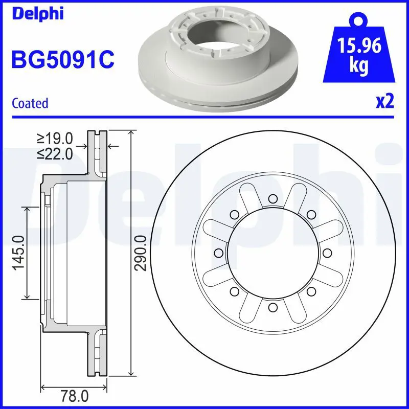 DELPHI BG5091C Тормозной диск