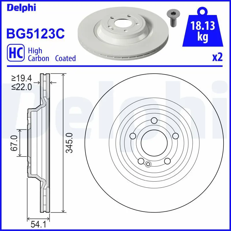 DELPHI BG5123C Тормозной диск