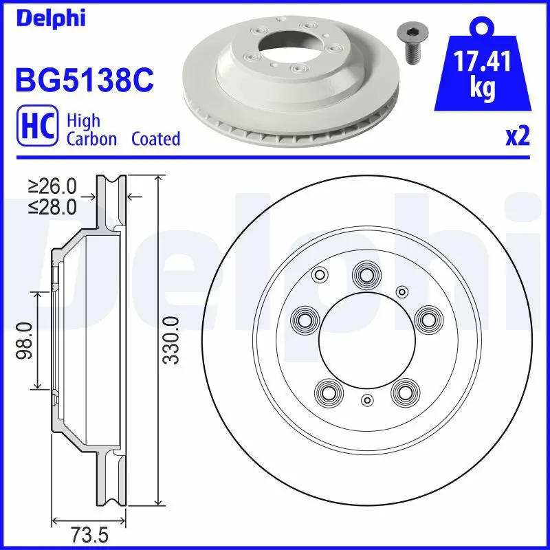 DELPHI BG5138C Тормозной диск