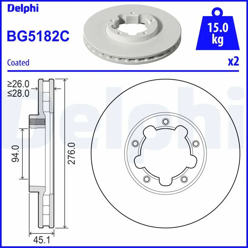 DELPHI BG5182C Тормозной диск