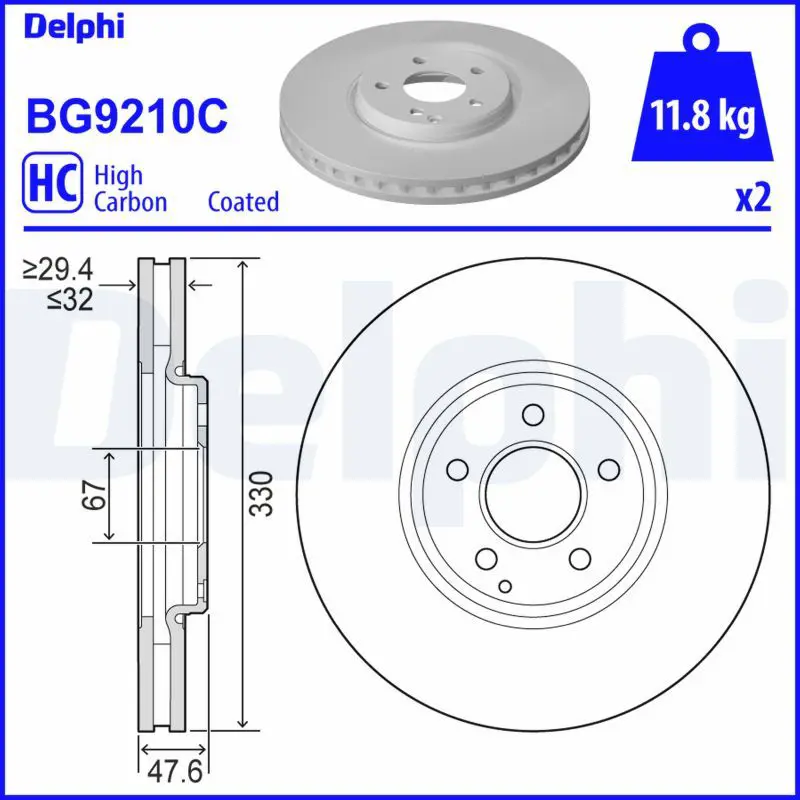 DELPHI BG9210C Тормозной диск