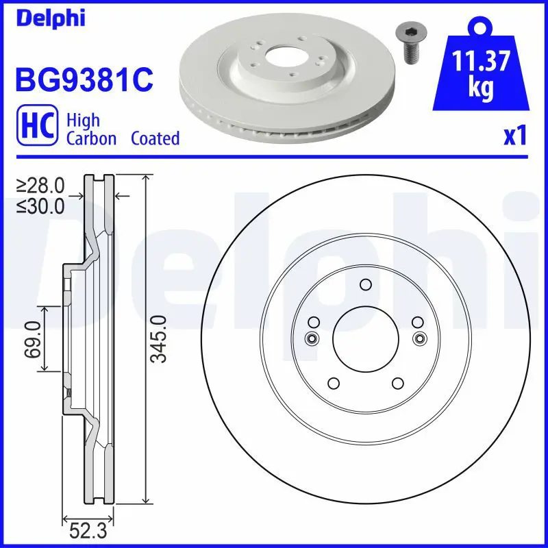 DELPHI BG9381C Тормозной диск