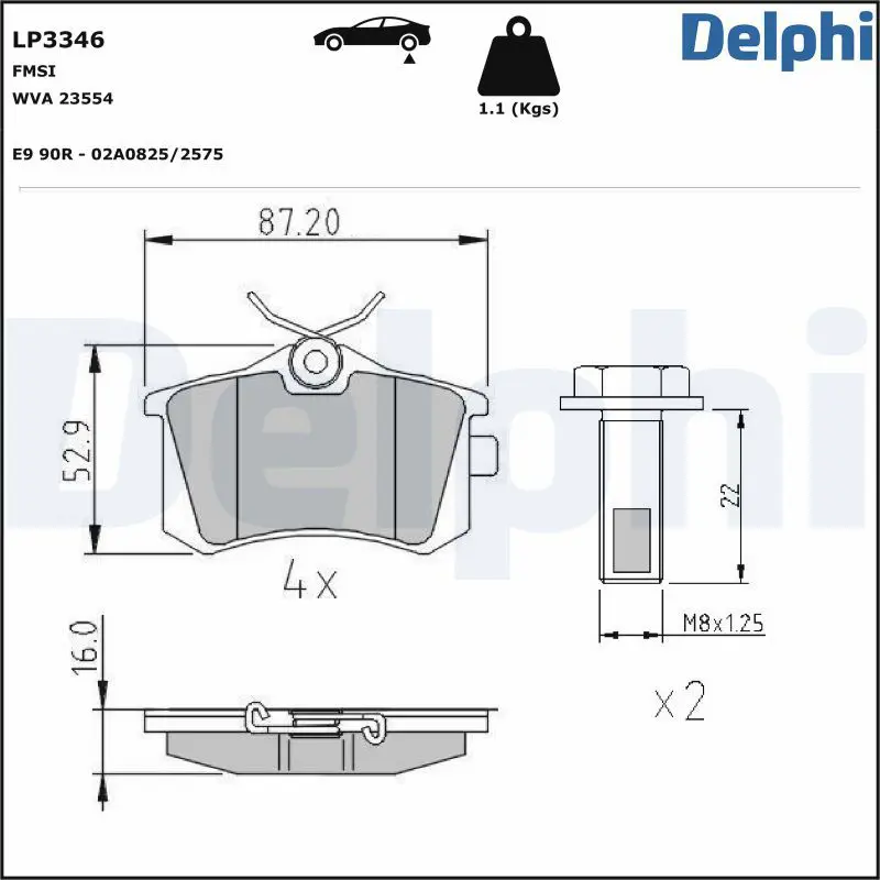 DELPHI LP3346 Комплект тормозных колодок,