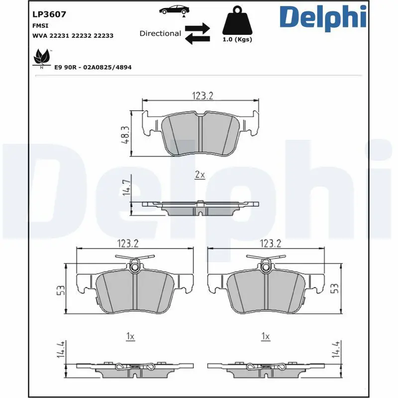 DELPHI LP3607 Комплект тормозных колодок