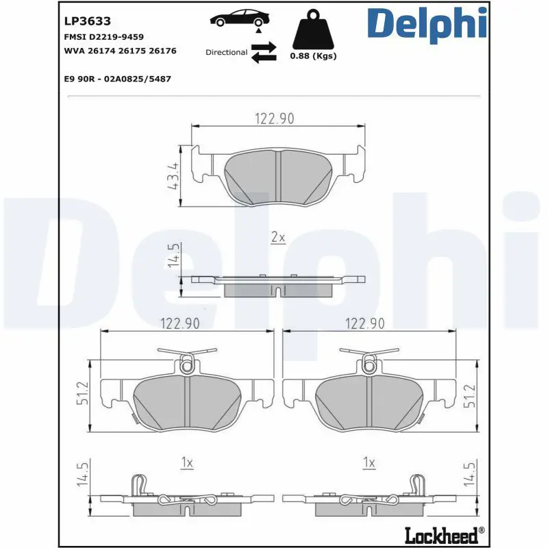 LP3633 Комплект тормозных колодок,