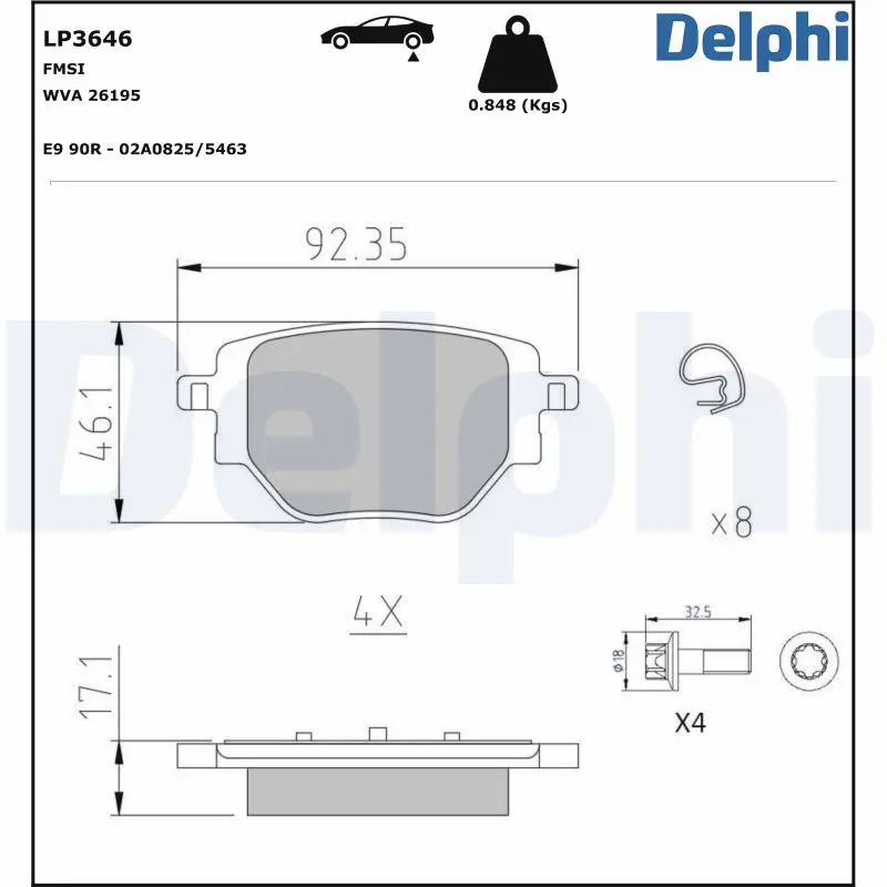 LP3646 Комплект тормозных колодок,