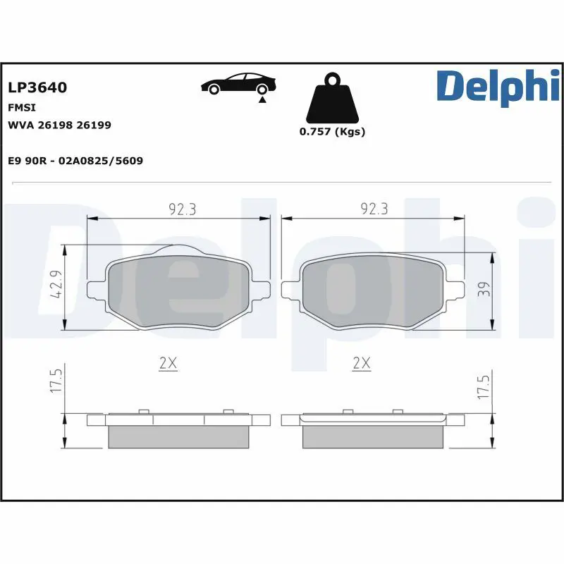 LP3640 Комплект тормозных колодок,