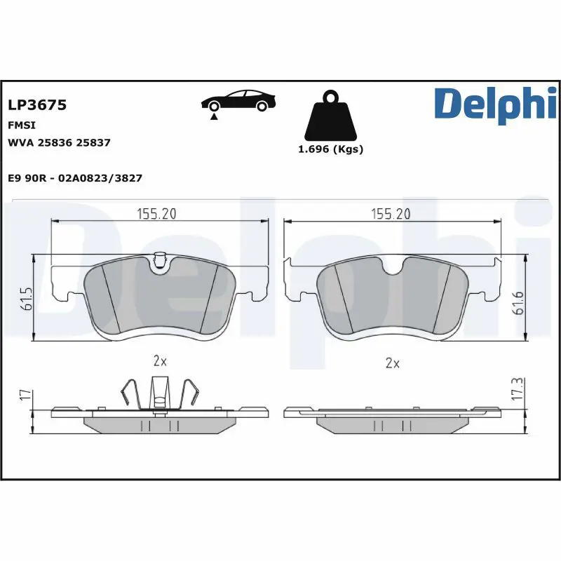 LP3675 Комплект тормозных колодок,