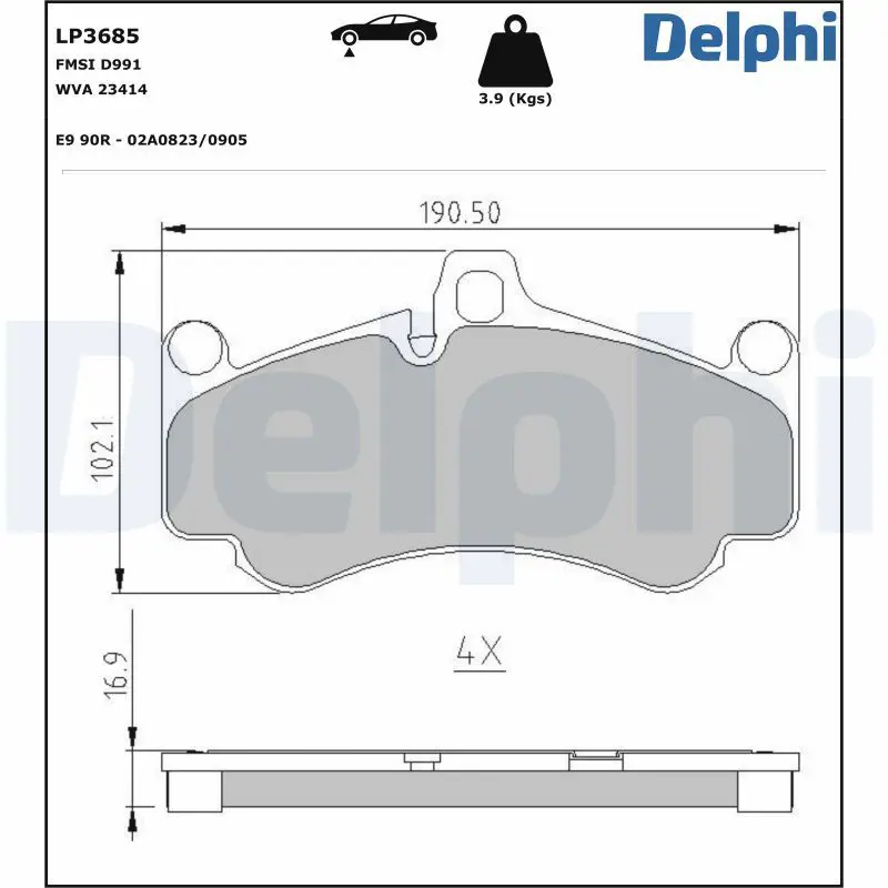 DELPHI LP3685 Комплект тормозных колодок,
