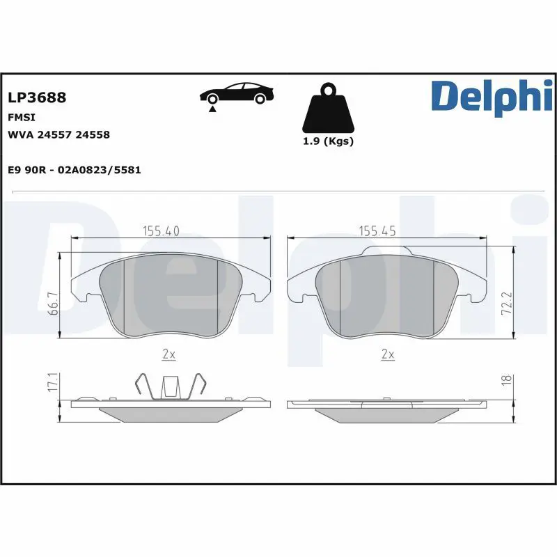 LP3688 Комплект тормозных колодок,