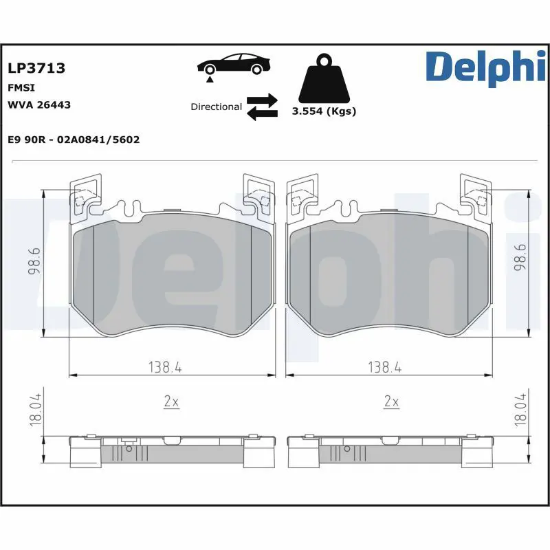DELPHI LP3713 Комплект тормозных колодок,