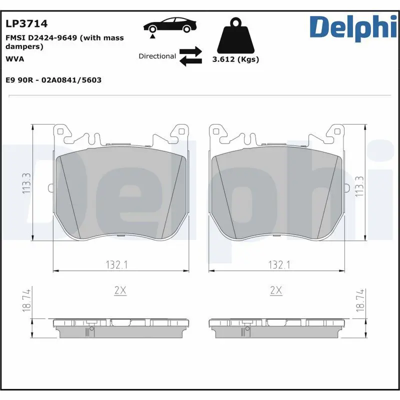 DELPHI LP3714 Комплект тормозных колодок,