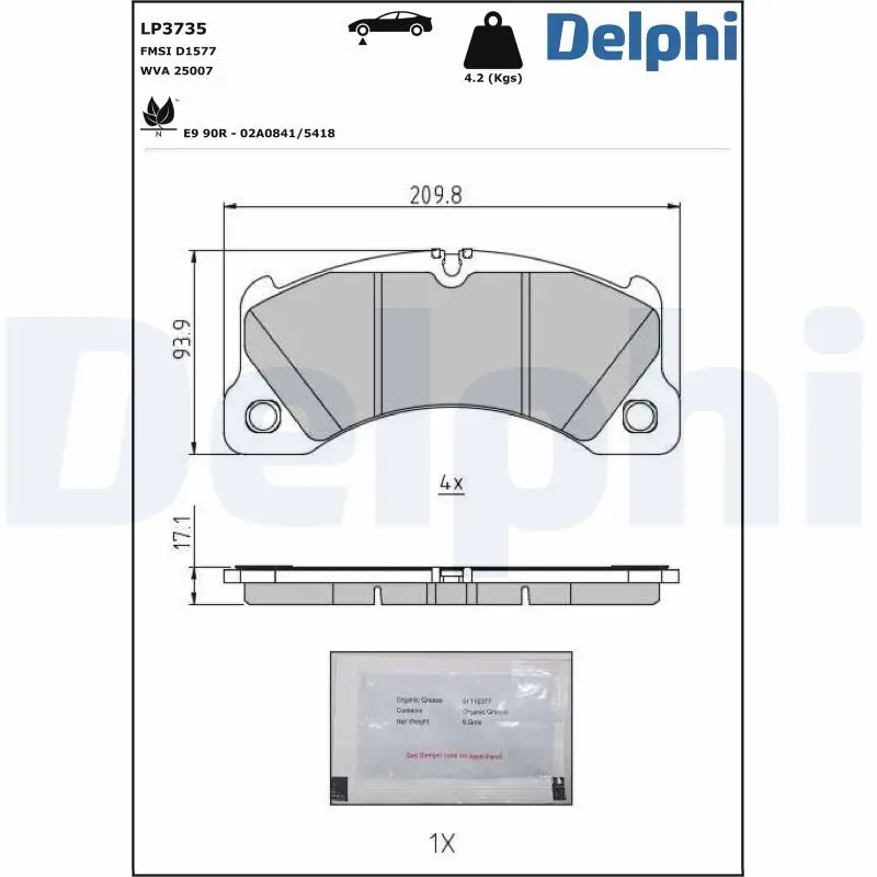DELPHI LP3735 Комплект тормозных колодок,