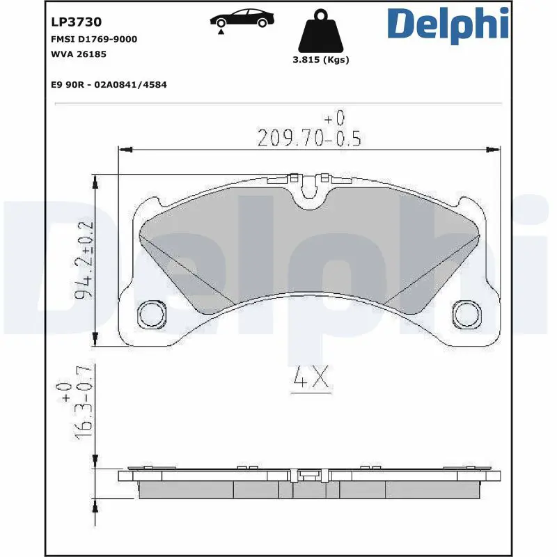DELPHI LP3730 Комплект тормозных колодок,