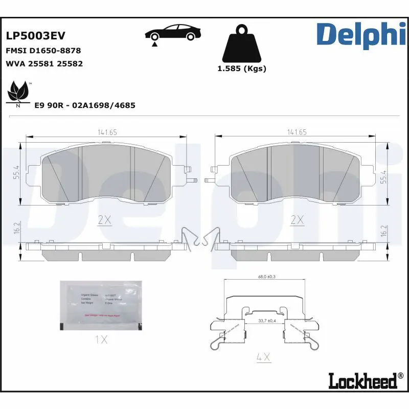 DELPHI LP5003EV Комплект тормозных колодок,