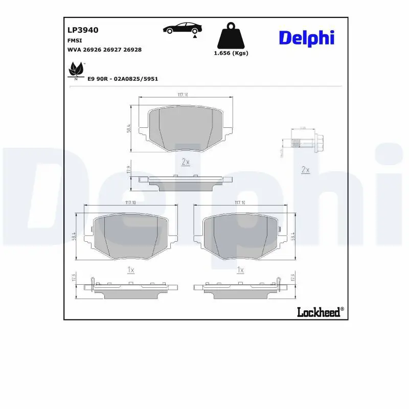 LP3940 Комплект тормозных колодок,