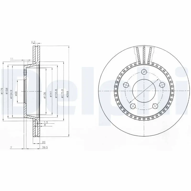 DELPHI BG2519 Тормозной диск