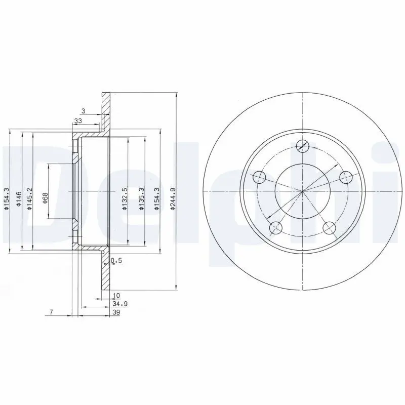 DELPHI BG2520 Тормозной диск
