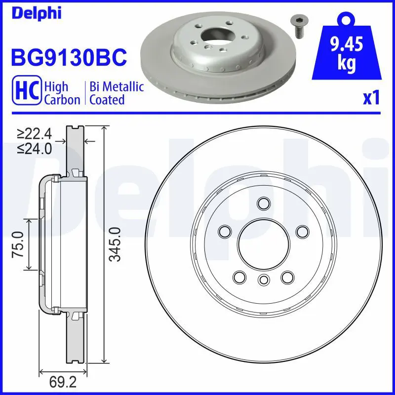 DELPHI BG9130BC Тормозной диск