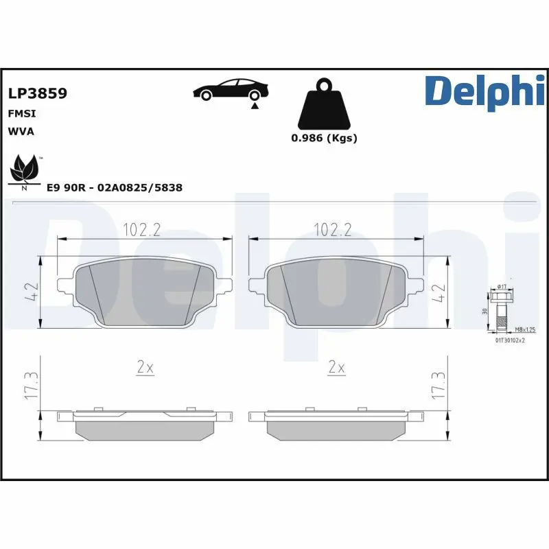 LP3859 Комплект тормозных колодок,
