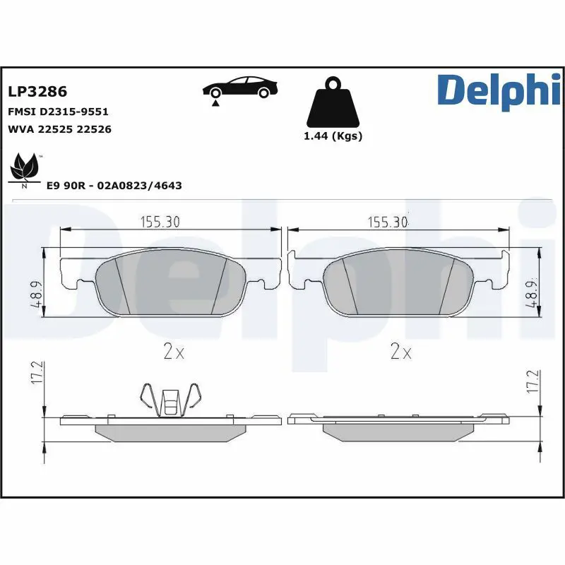 Delphi LP3286 Колодки тормозные (передние)