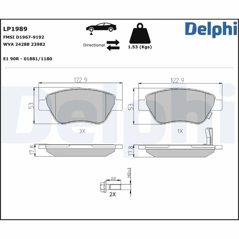 Delphi LP1989 Колодки тормозные дисковые