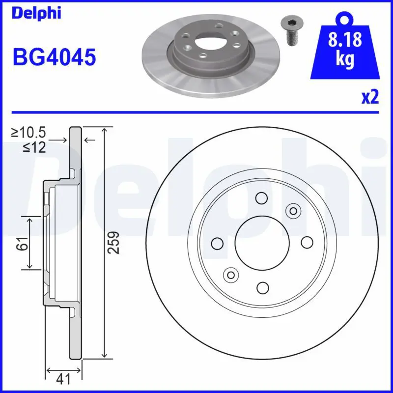 Delphi BG4045 Диск тормозной (2 шт в уп)