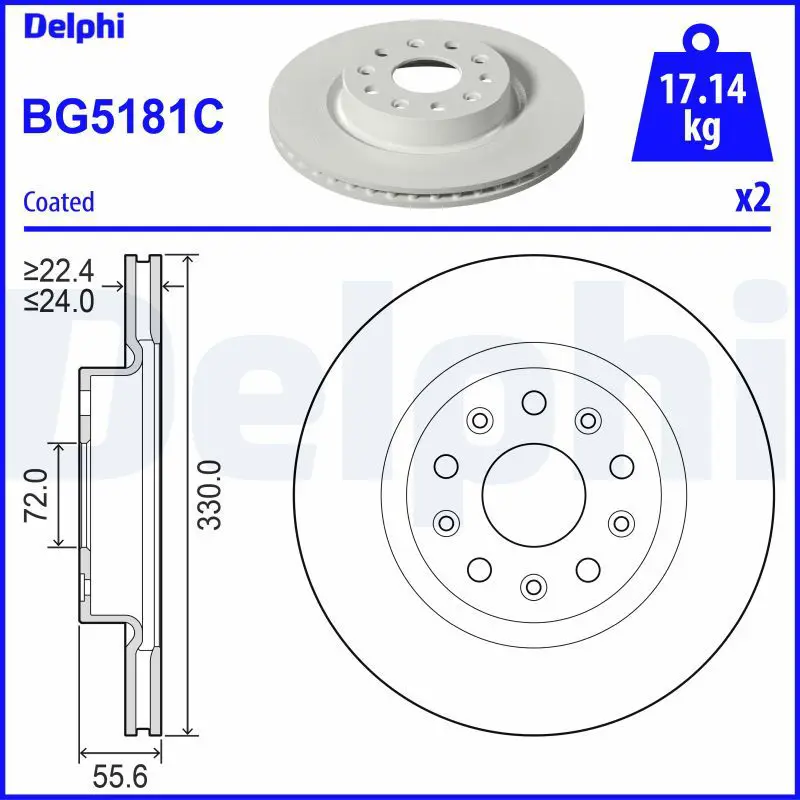 DELPHI BG5181C Тормозной диск