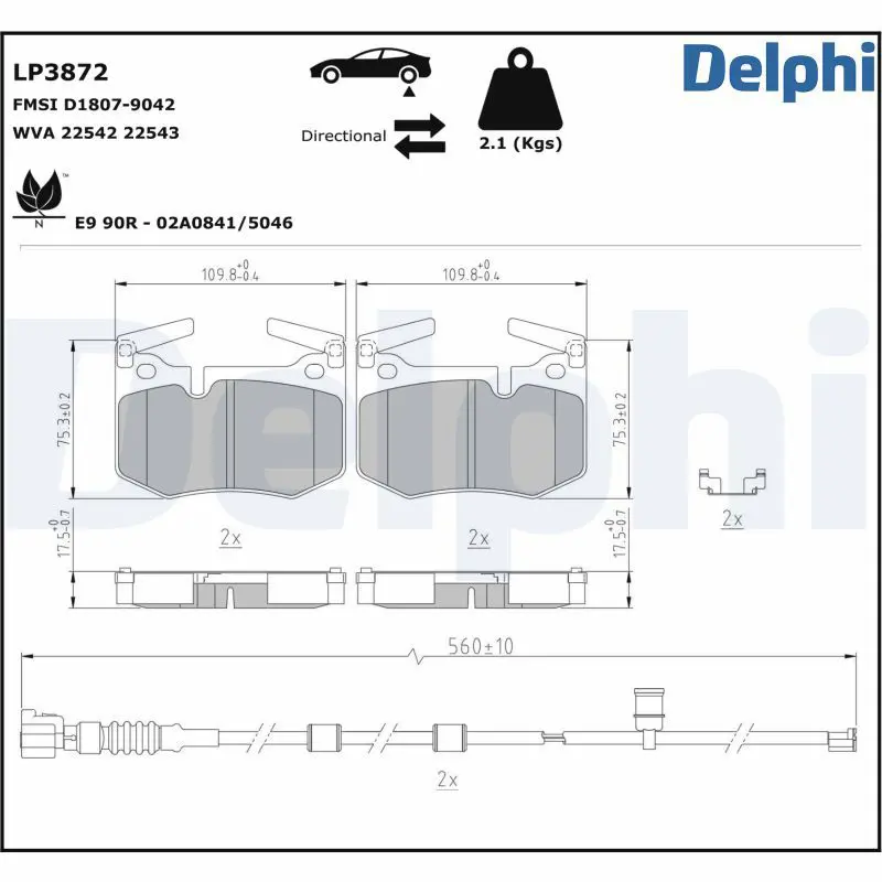 DELPHI LP3872 Комплект тормозных колодок,