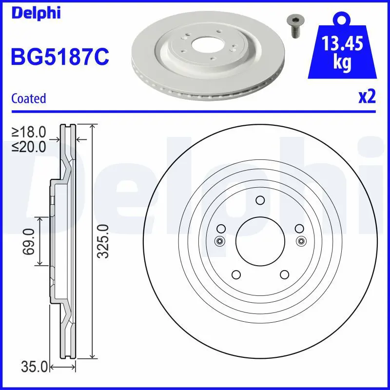 DELPHI BG5187C Тормозной диск