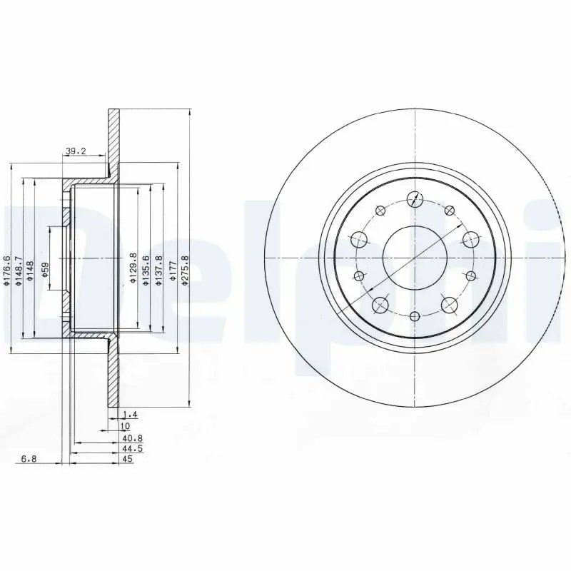 DELPHI BG3076 Тормозной диск