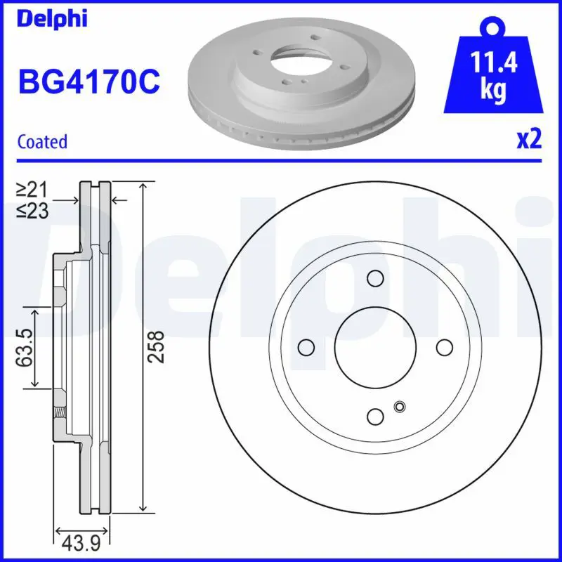 Delphi BG4170C Диск тормозной передний FORD