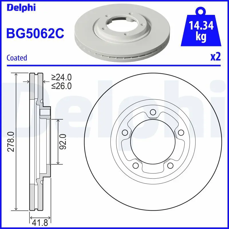 DELPHI BG5062C Тормозной диск