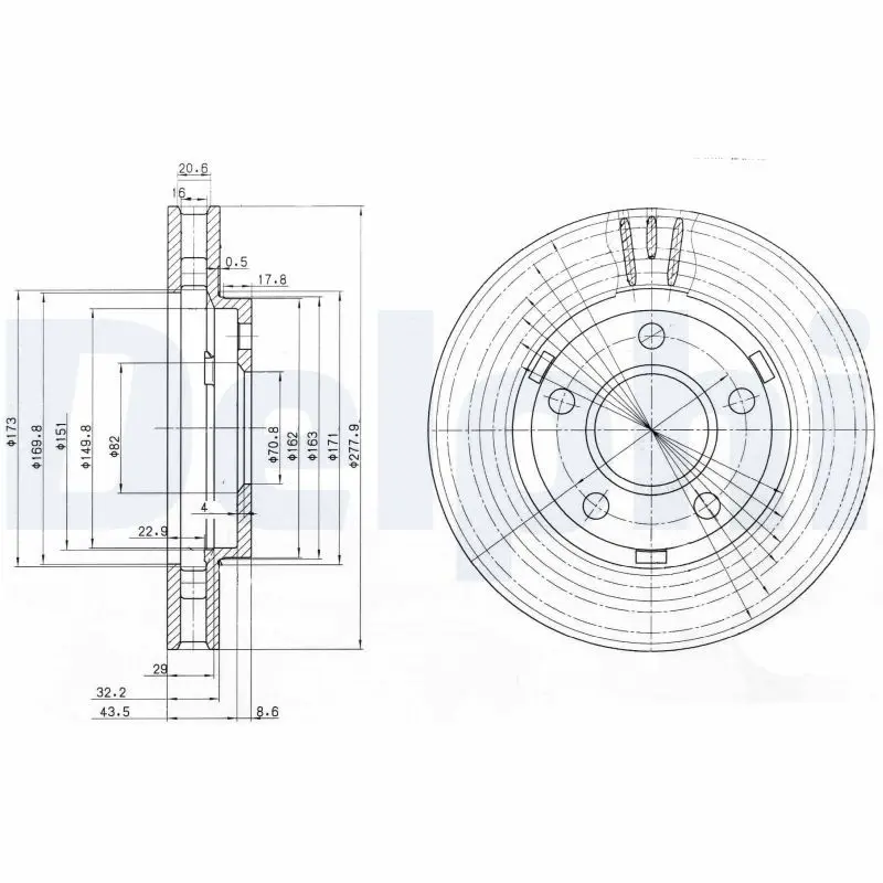 DELPHI BG3144 Тормозной диск