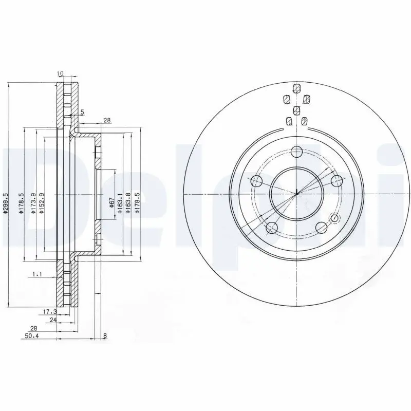 Delphi BG3838 Диск тормозной передний MB