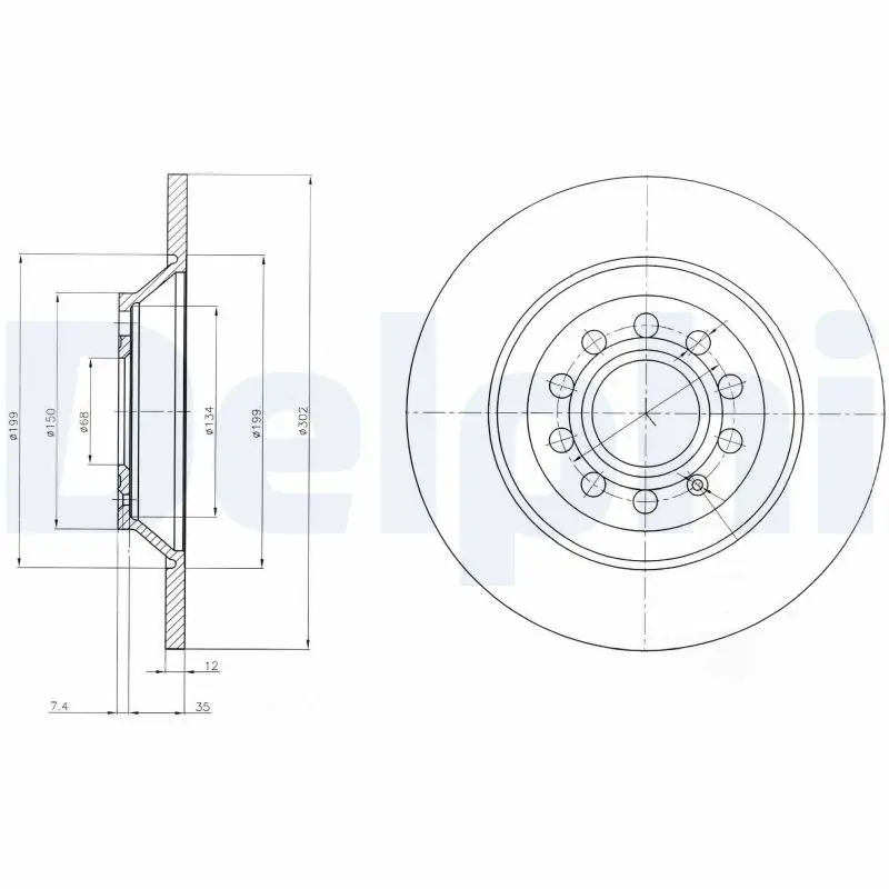DELPHI BG4088 Тормозной диск