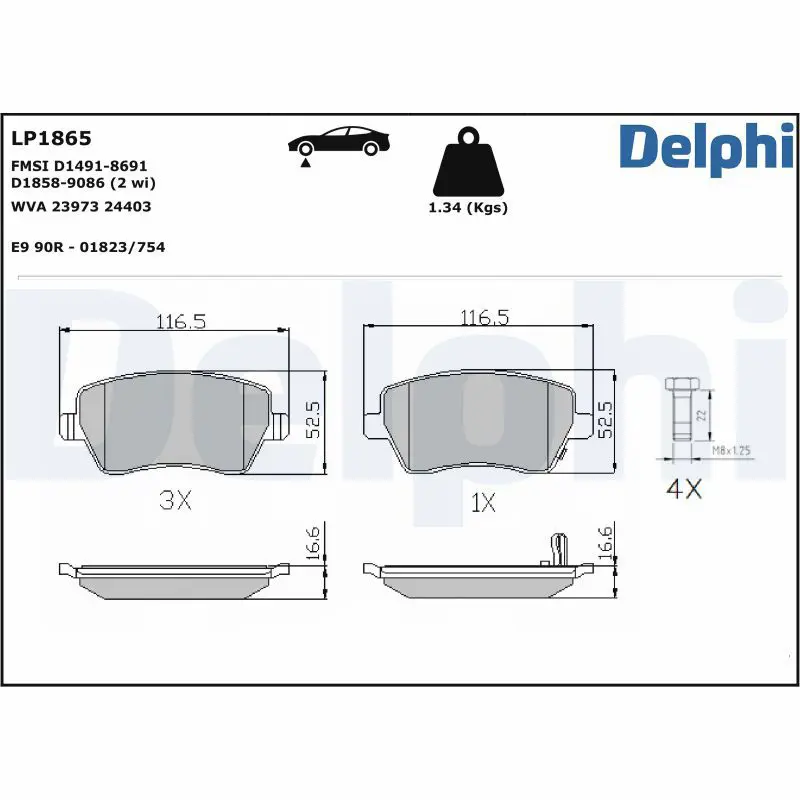 Delphi LP1865 Колодки тормозные дисковые