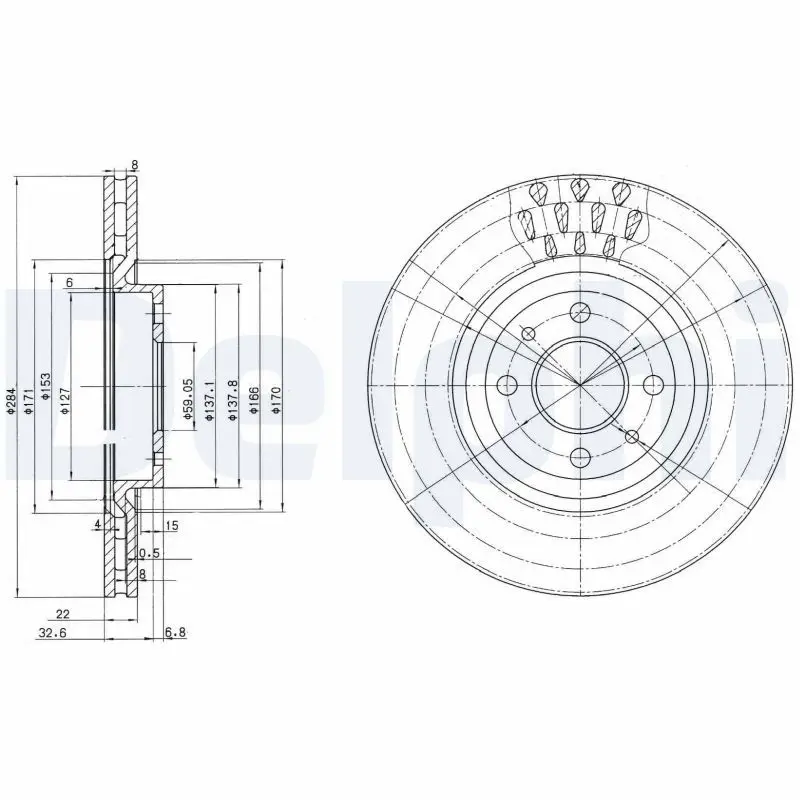DELPHI BG2617 Тормозной диск