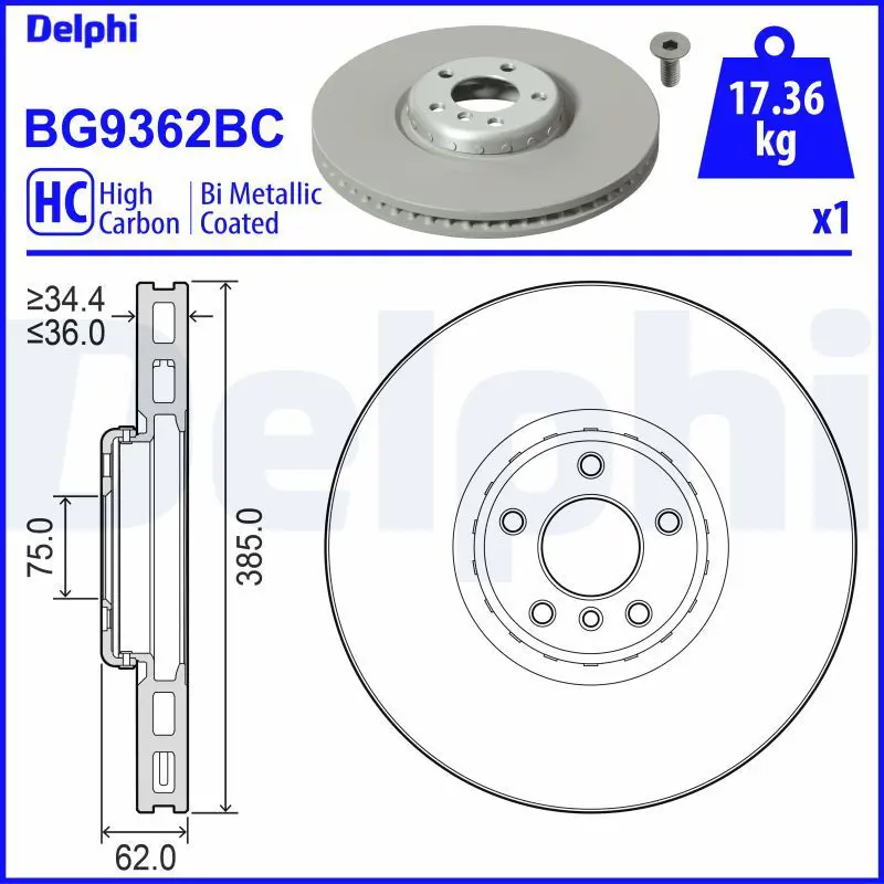 DELPHI BG9362BC Тормозной диск