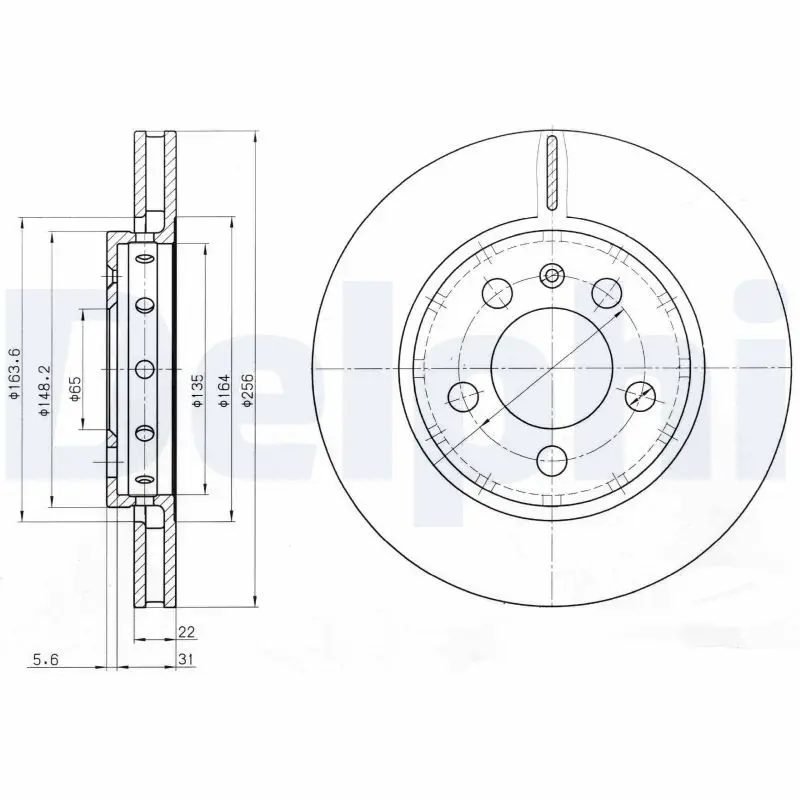 DELPHI BG3611 Тормозной диск