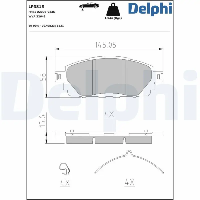 DELPHI LP3815 Комплект тормозных колодок,