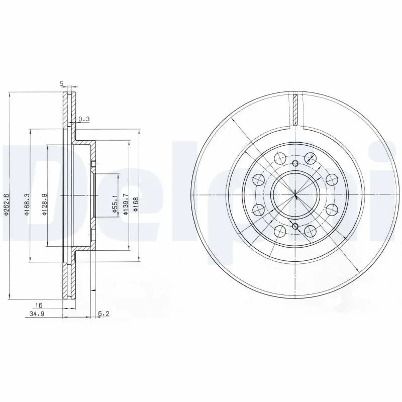 DELPHI BG3825 Тормозной диск