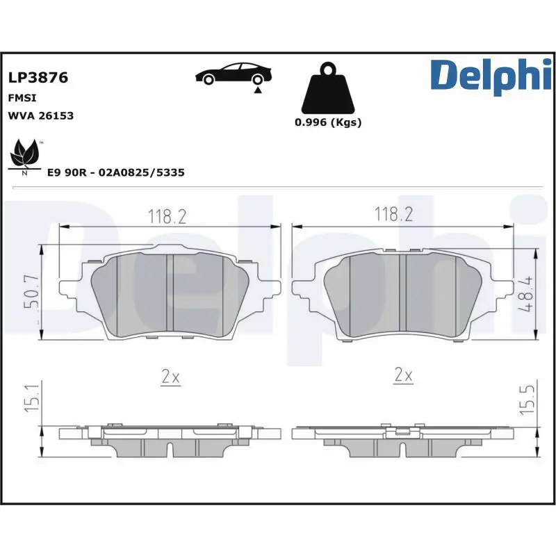 LP3876 Комплект тормозных колодок,