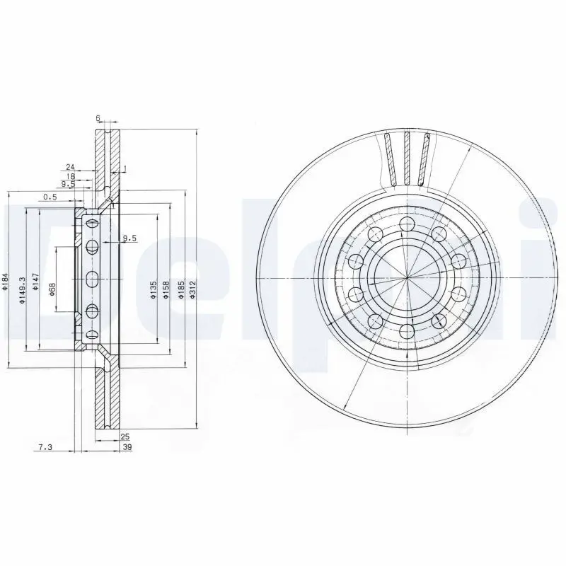 Delphi BG3657 Тормозной диск задн.