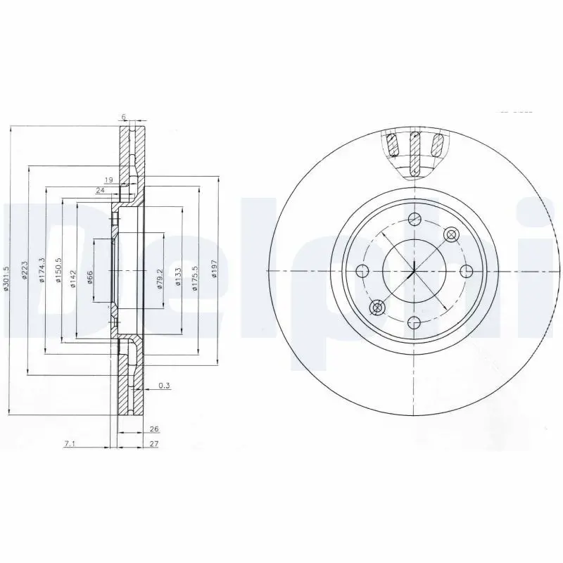 Delphi BG4002 Тормозной диск