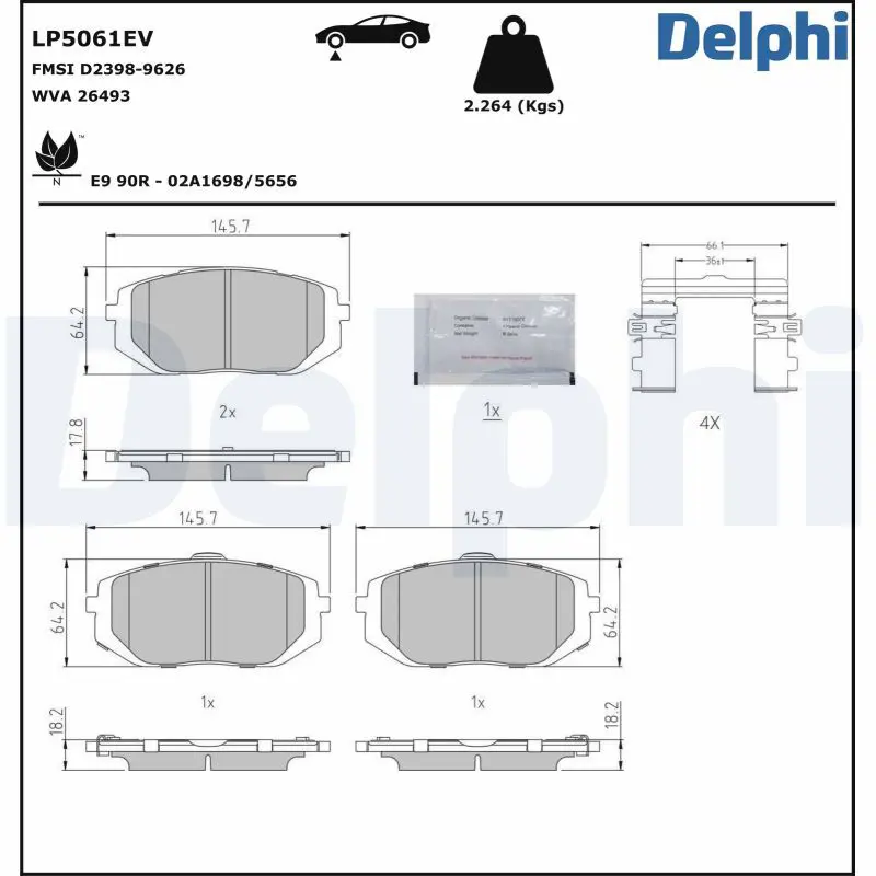 DELPHI LP5061EV Комплект тормозных колодок,