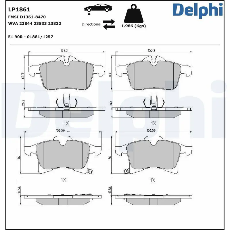 Delphi LP1861 Колодки тормозные дисковые