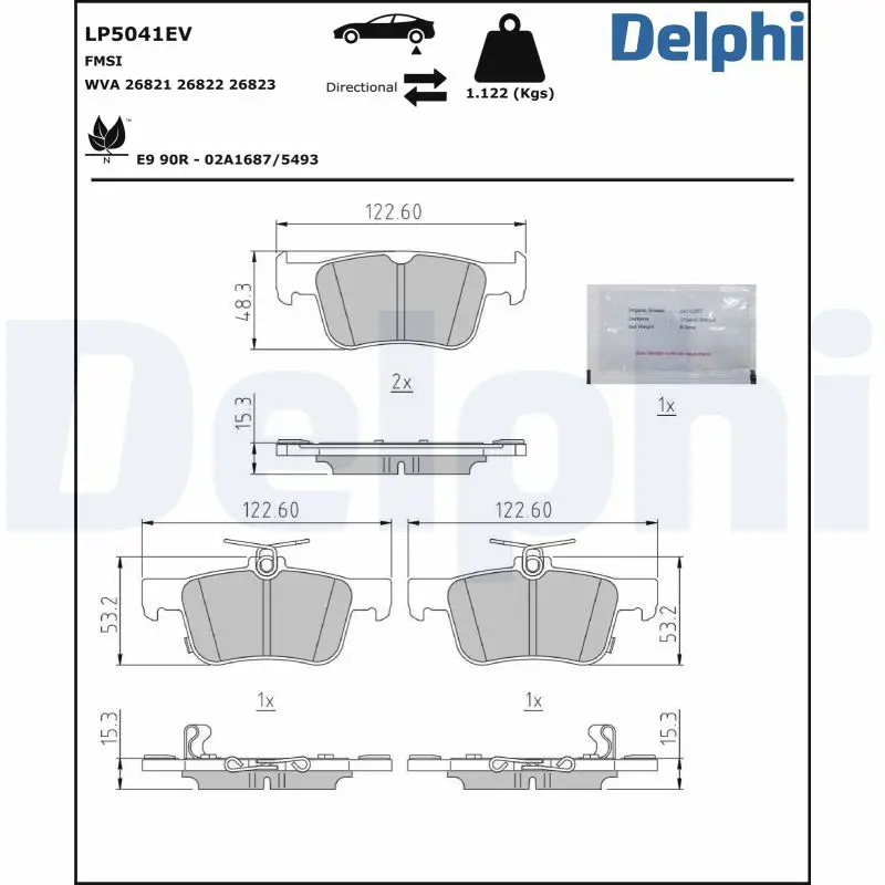 DELPHI LP5041EV Комплект тормозных колодок,